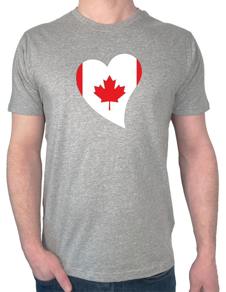 Huuraa Herren T-Shirt Kanada Flagge Herz 3XL Sport Grey Bio Baumwolle Fairtrade Herrenshirt Geschenkidee