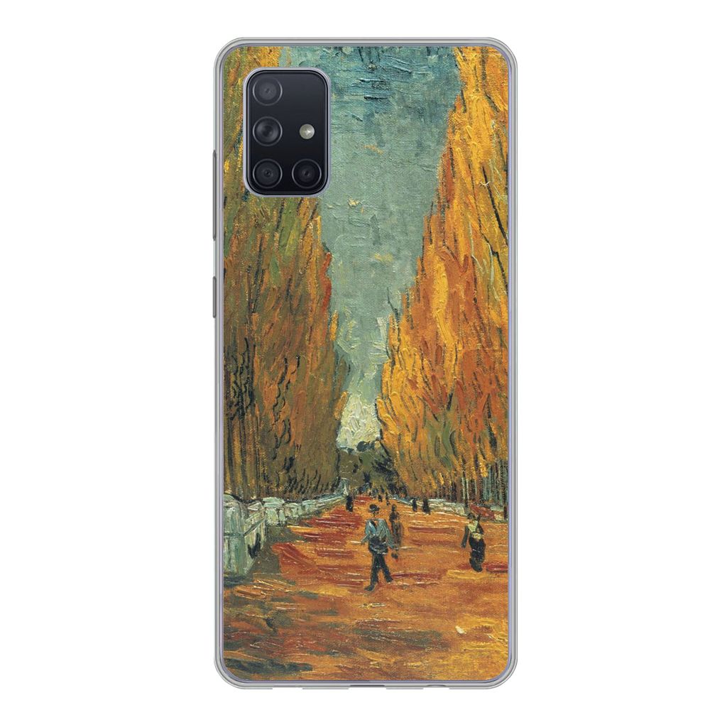 MuchoWow Handyhülle Schutzhülle Hülle für Samsung Galaxy A71 Elysische Felder - Vincent van Gogh Silikon Softcase Handy Hülle - Kartenbesitzer