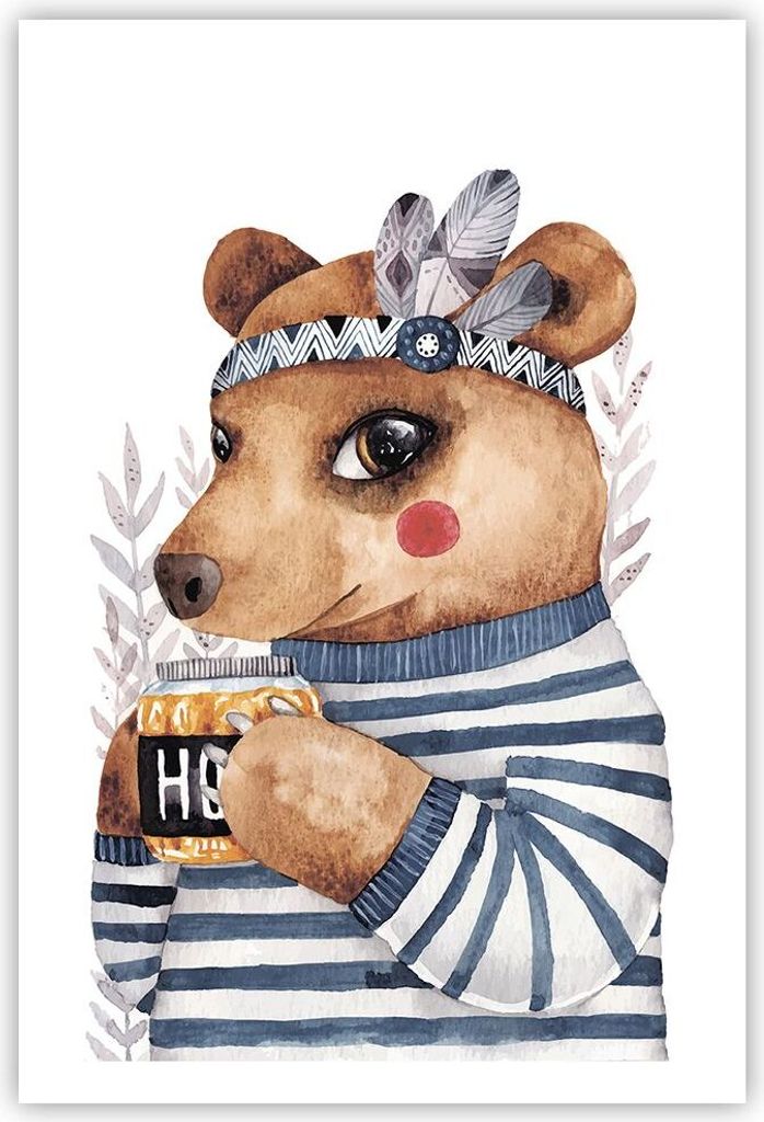 Poster - Poster ohne Rahmen - Anthropomorphisierung Bär Kinder - 61x91,5 cm - Wand Bild - Wanddeko - Wandbilder - Kunstposter - Wandposter - Bilde...