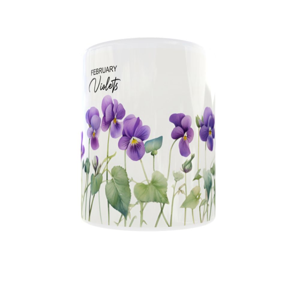 Becher 300ml Sammlung Blumen Pflanzen Monate v11 Februar Veilchen