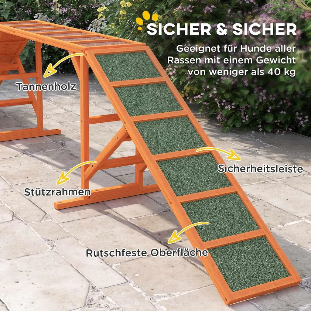 Passerelle Agility Chien Anti-Glisse avec Rampe de Sécurité Orange - 6