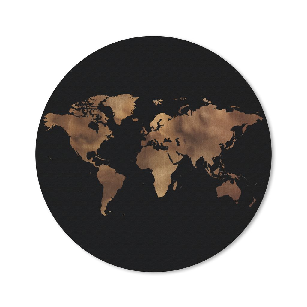 MuchoWow Mauspad Mousepad Weltkarte - Gold - Schwarz 50x50 cm - Mousepads - Maus Mat - Pad - Mausunterlage - Vinyl