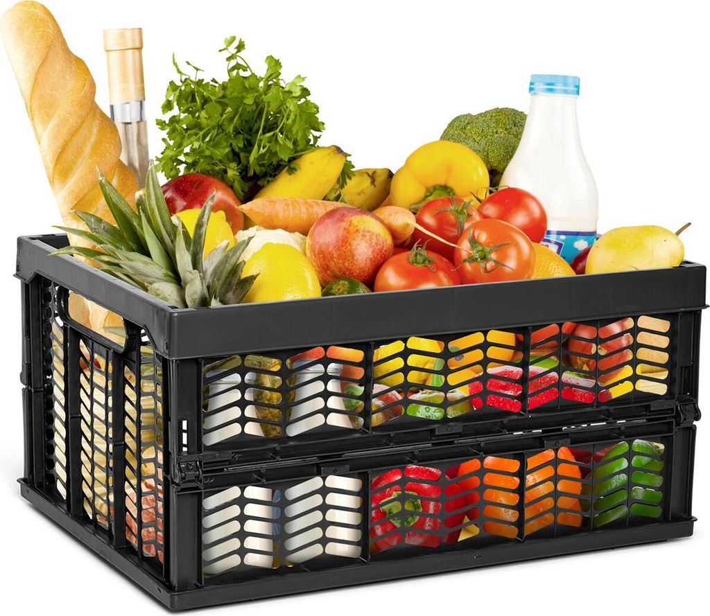 Novaliv Einkaufskorb Klappbox | 30L Schwarz faltbar stabil| Klappkorb Tragebox Klappkiste Kitchen storage toy basket box Einkaufstasche Korb Küche