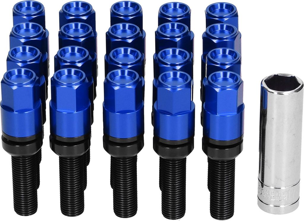 20pcs verlängerte Lug -Bolzen M14x1.5 Stahl 28 mm/1,1 Zoll Gewinde mit Hülle universell für Carblue