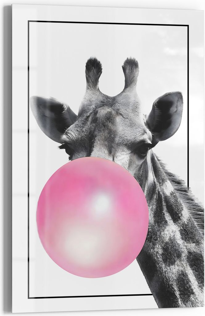 DEQOART Magnettafel Glas 40x60 cm 'Verspielte Giraffe' beschreibbar Whiteboard Küche