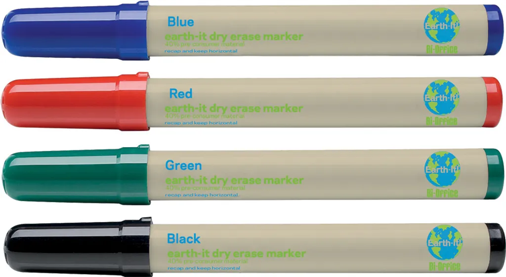 Bi-Office PE2206 VE4 Whiteboard Markers | Pack 4 Eco-Materials - 1