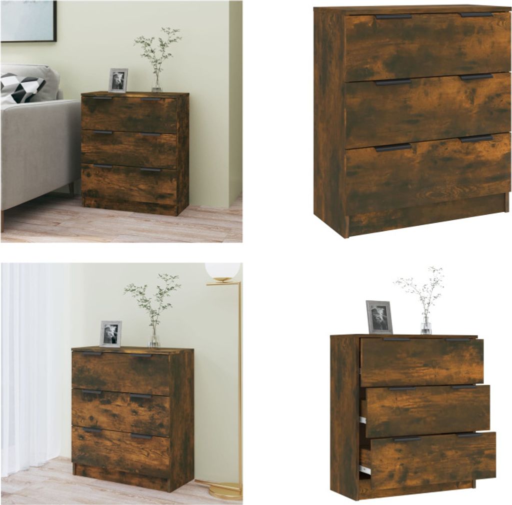 vidaXL Sideboard Räuchereiche 60x30x70 cm Holzwerkstoff - Sideboard - Sideboards - Schrank - Aufbewahrungsschrank