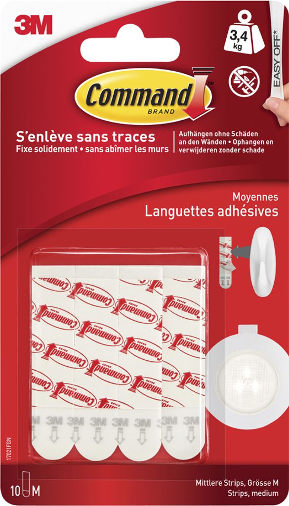 3M Command Nachfüllpackung Strips Größe: M weiß Tragkraft: Produktbild 1
