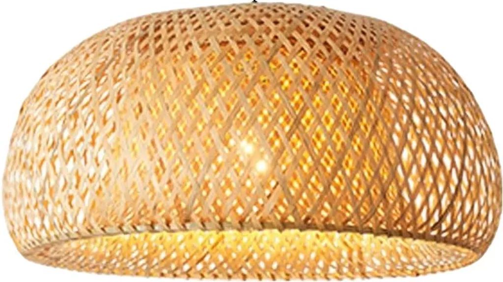 Lampadario Sospeso Bambù 30cm E27 - Lampada Stile Orientale Casa