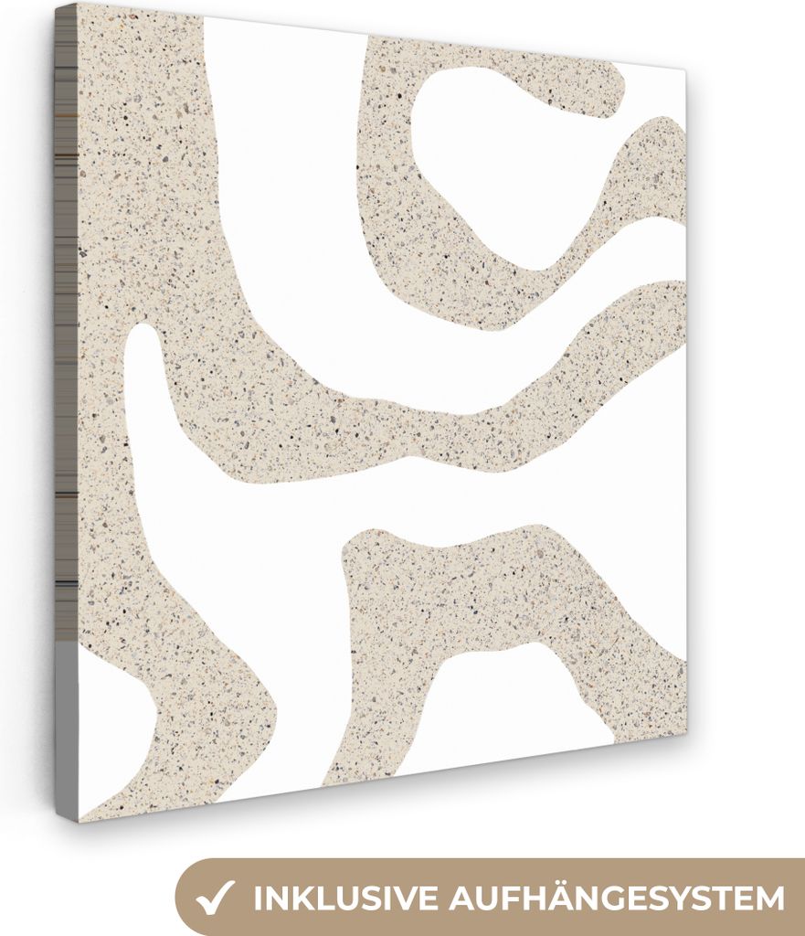 MuchoWow - Leinwandbilder - Abstrakt - Terrazzo - Design - Beige, Wandbild, Wanddeko Bilder Wohnzimmer, 50x50 cm