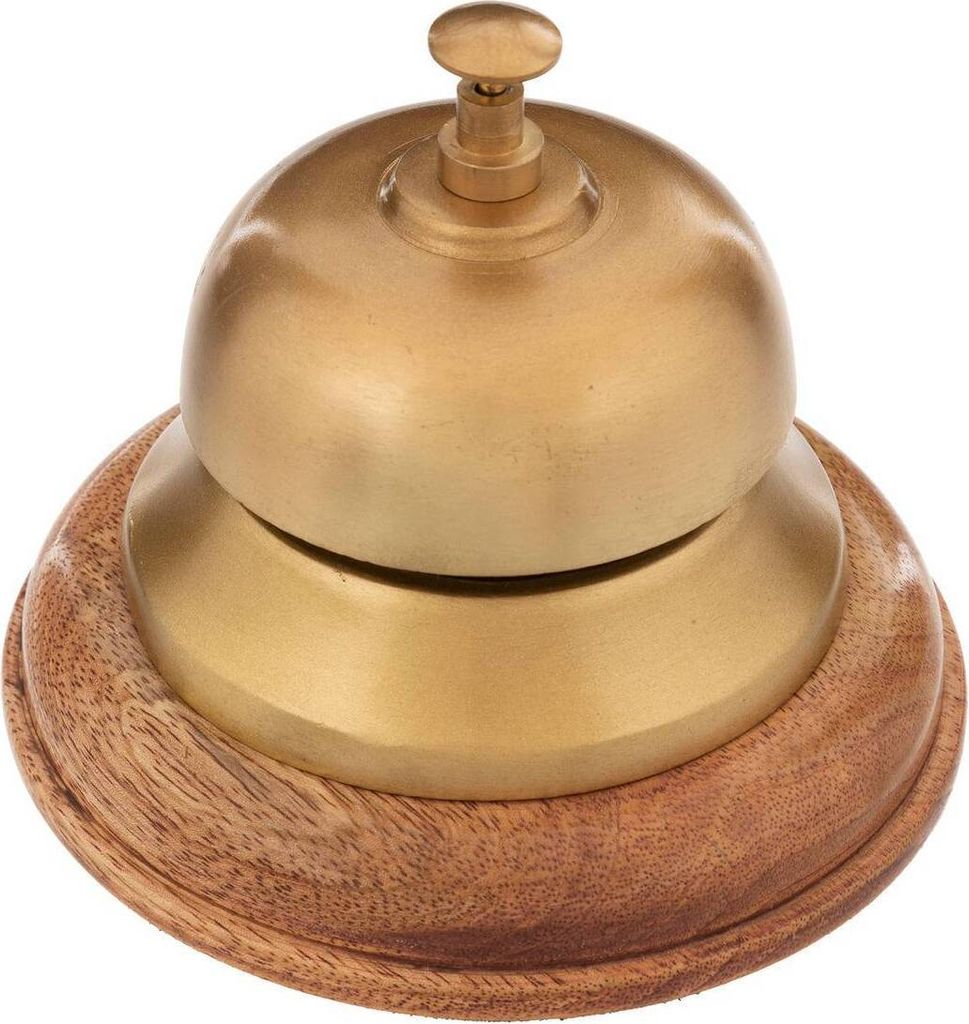 Deko-klingel ken d.12,5cm metall und mangoholz - Atmosphera créateur d'intérieur