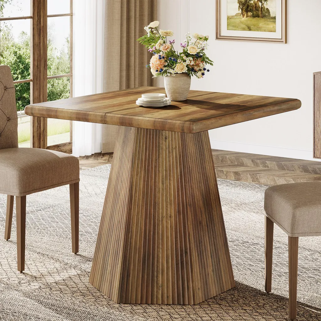 Tribesigns Tavolo da pranzo quadrato per 4 persone, tavolo da cucina rustico da 80 cm (31,5 pollici) con base stabile per cucina, sala da pranzo e soggiorno