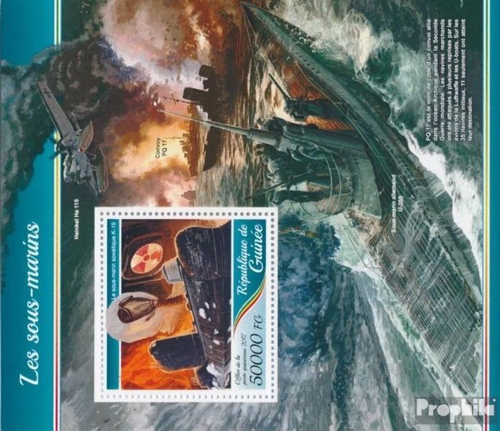 Briefmarken Guinea 2017 Mi Block 2818 (kompl. Ausgabe) postfrisch U-Boote