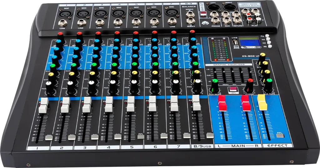 Table de mixage 8 canaux Bluetooth USB avec amplificateur audio intégré
