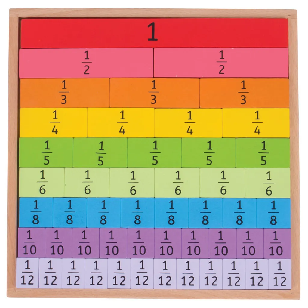 Jeu de Fractions Colorées en Bois Robuste pour Apprentissage Visuel