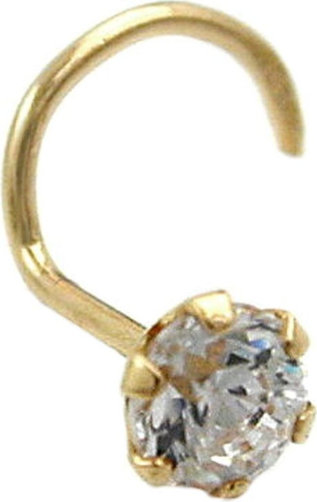 Nasenstecker mit Zirkonia aus echtem 750 Gold Gelbgold 3mm Damen Goldpiercing