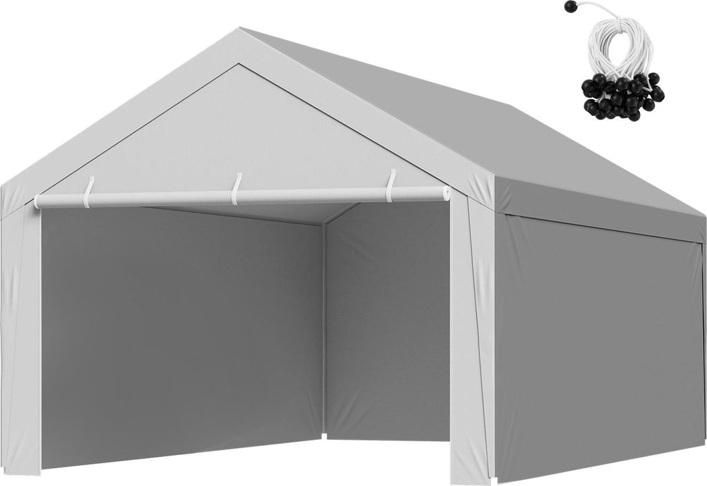 VEVOR Carport-Ersatzdach, 3,65x6,09 m, tragbare Garagenzeltplane mit Seitenwänden, UV-beständig, strapazierfähige Autounterstandsplane, grau, Ra...