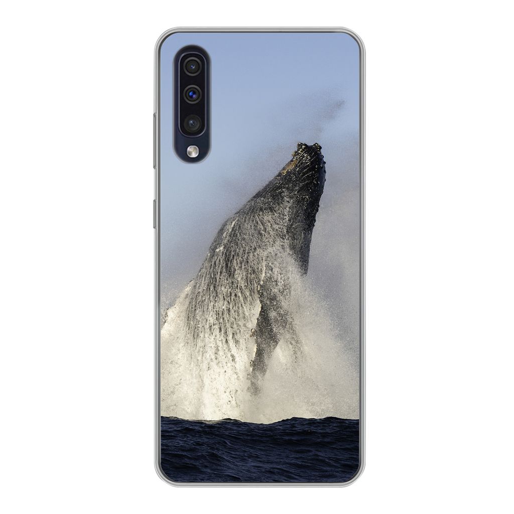 MuchoWow Handyhülle Schutzhülle Hülle für Samsung Galaxy A30s Wal - Wasser - Südafrika Silikon Softcase Handy Hülle - Karteninhaber