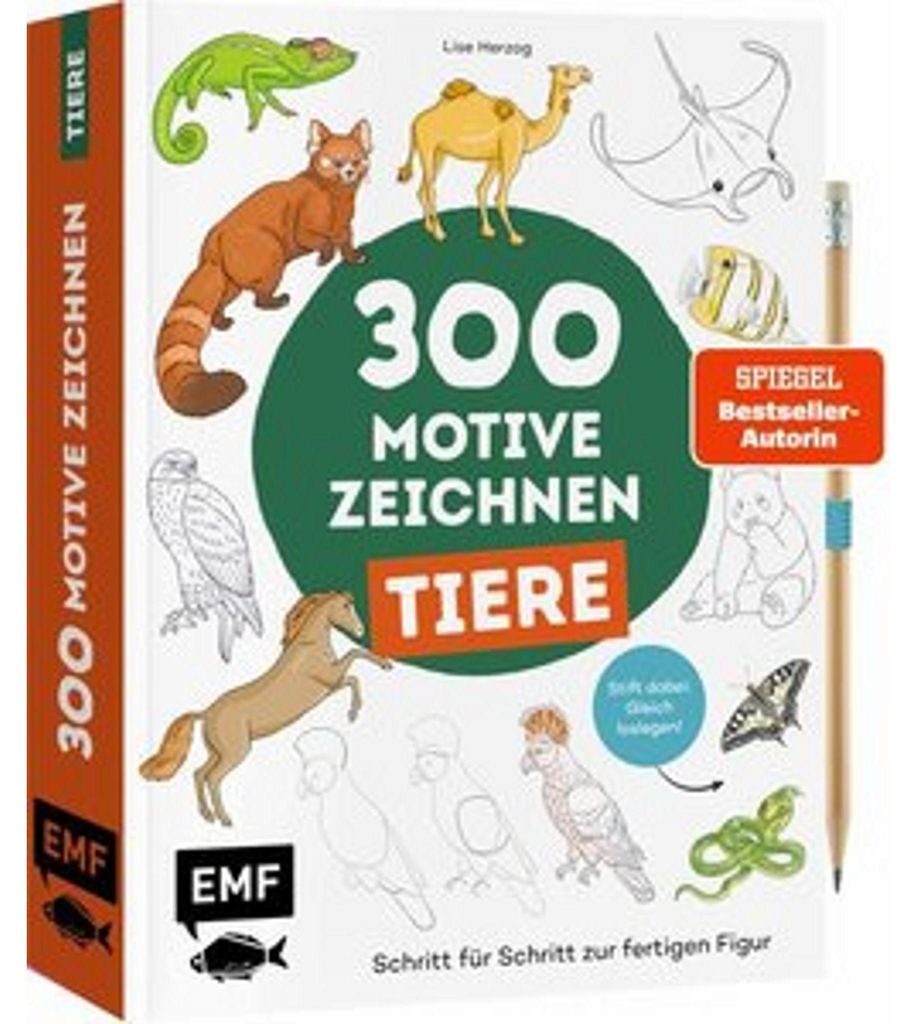 EMF Verlag Zeichenbuch Tiere: 300 Motive, Mitnahmeformat, Obrázok produktu 