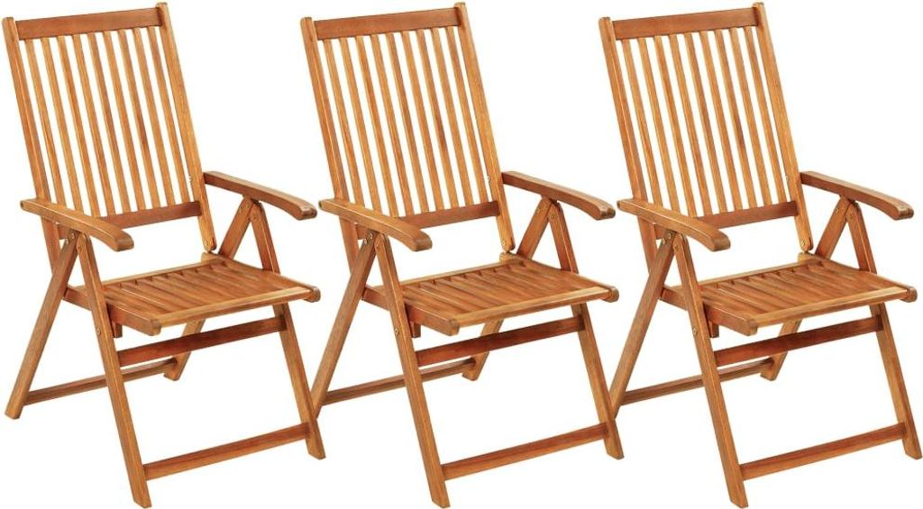 vidaXL Klappbare Gartenstühle 3 Stk. mit Auflagen Massivholz Akazie