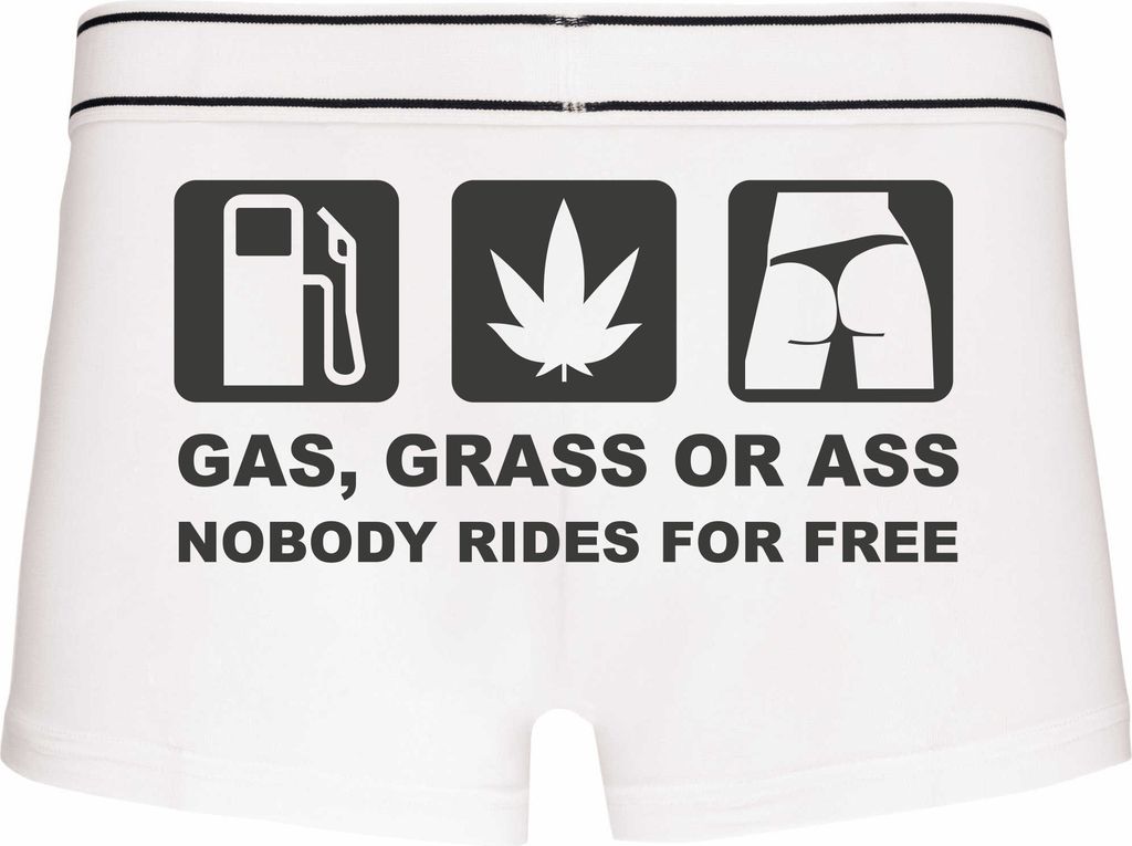 Boxershorts - Mann - Boxer-0048-man-white-h-XXL - weiß - XXL - hinten - Gas, Grass or Aas - lustiges Motiv - Spruch - Unterwäsche - Unterhose - F...