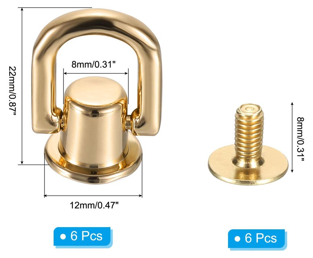 22x12x5.5mm Leder Nieten D-Ringe fš¹r Geldb?rsen, 24 Stš¹ck Metallknopfspitzen Schrauben-Kit Flachkopf-Nieten Schrauben DIY Leder-Hardware-Zier...