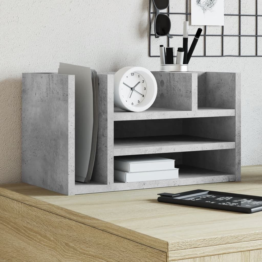 (Design 2026)Schreibtisch-Organizer Betongrau 44,5x24x25cm Holzwerkstoff DE143104 - Schubladeneinsätze & -organizer