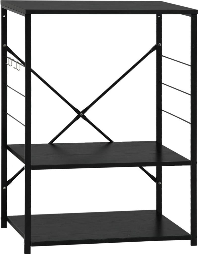 vidaXL Półka pod kuchenkę mikrofalową czarna 60×39,6×79,5 Zdjęcie produktu 