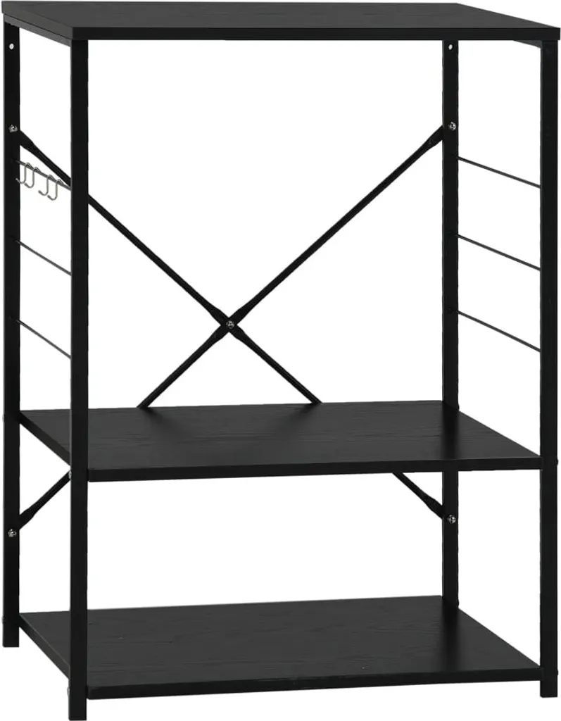 Organizzatore Microonde Nero 60x40x80 cm Mobile Legno Salvaspazio