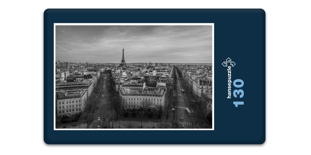 hansepuzzle 18206 - Paris Skyline Puzzle, 130 Teile, Orte, 28,7 x 20,0cm mit hochwertiger Aufbewahrung, Kartonbox und wiederverschließbarem Beutel