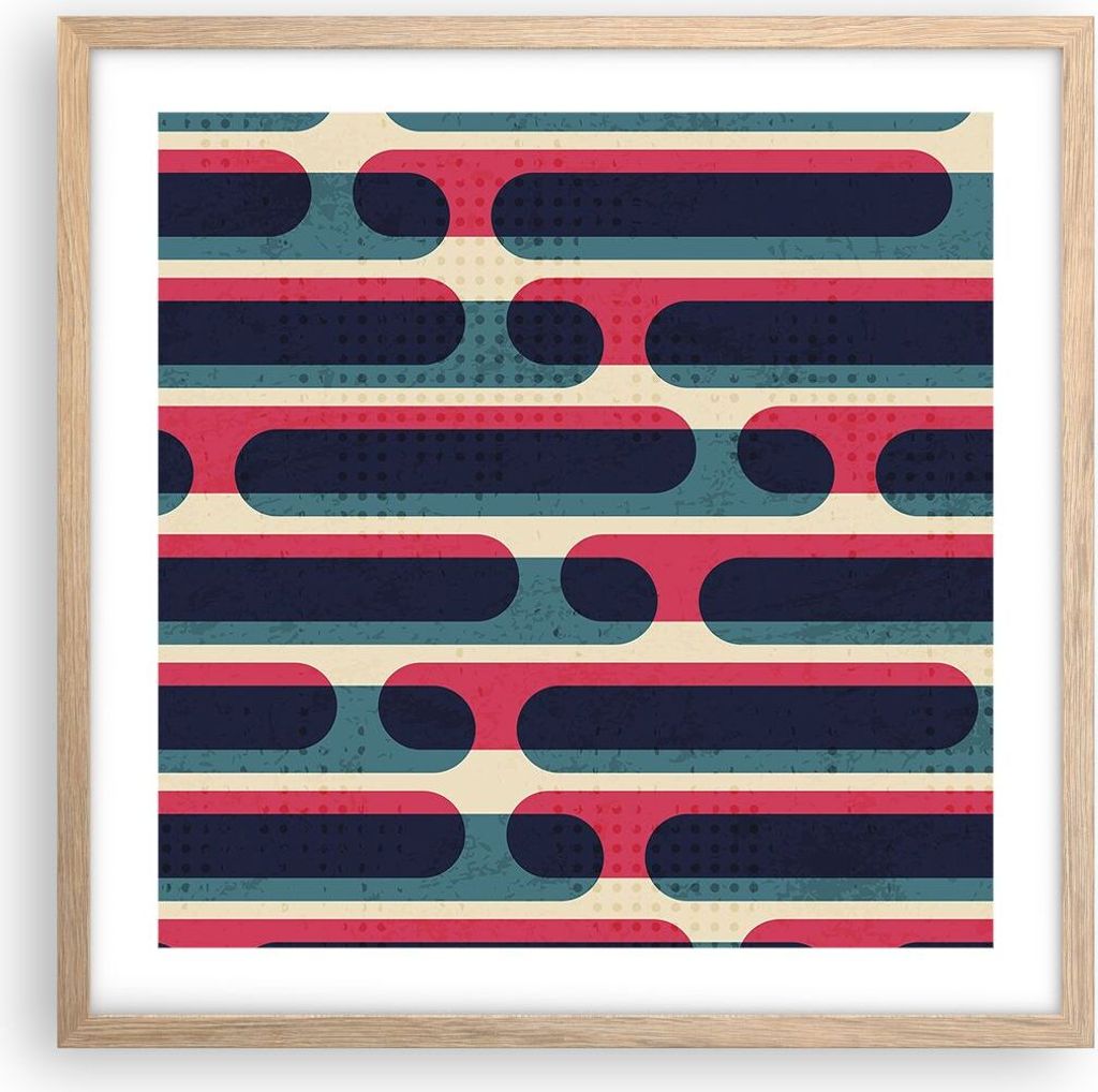 Gerahmtes Poster - Rahmen in heller Eiche - Abstraktion Muster Modern - 50x50 cm - Wand Bild - Wanddeko - Wandbilder - Wandposter - Bilderrahmen - ...
