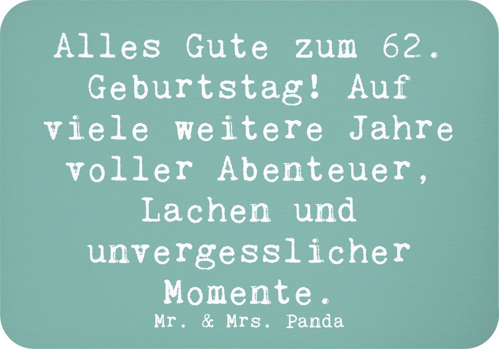 Mr. & Mrs. Panda magnet Spruch 62. Geburtstag - Meeresbrise - Geschenk, Gesundheit, zettelhalter, Happy Birthday, Dekoartikel, haftmagnet, Kühlsch...