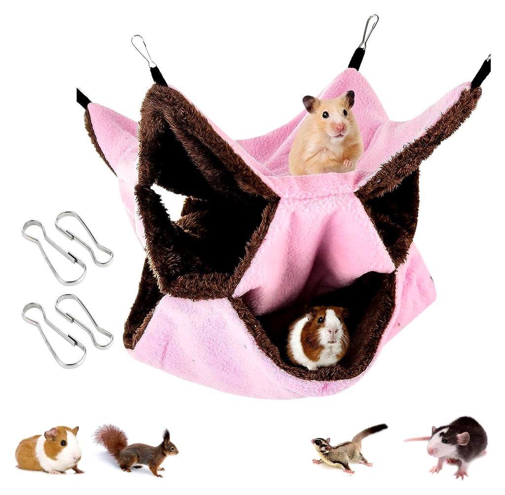 Hängematte für Meerschweinchen, Hängematte für Kleintiere, Dreischichtige Hängematte für Meerschweinchen, Weiche Plüsch-Hängematte für Rat...