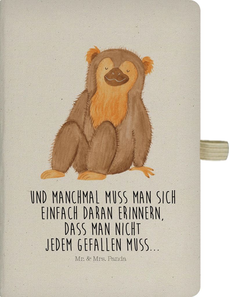 Mr. & Mrs. Panda notizbuch Affe - Transparent - Geschenk, Adressbuch, Selbstbewusstsein, Skizzenbuch, Motivation, Affen, Afrika, Respekt, Schreibhe...