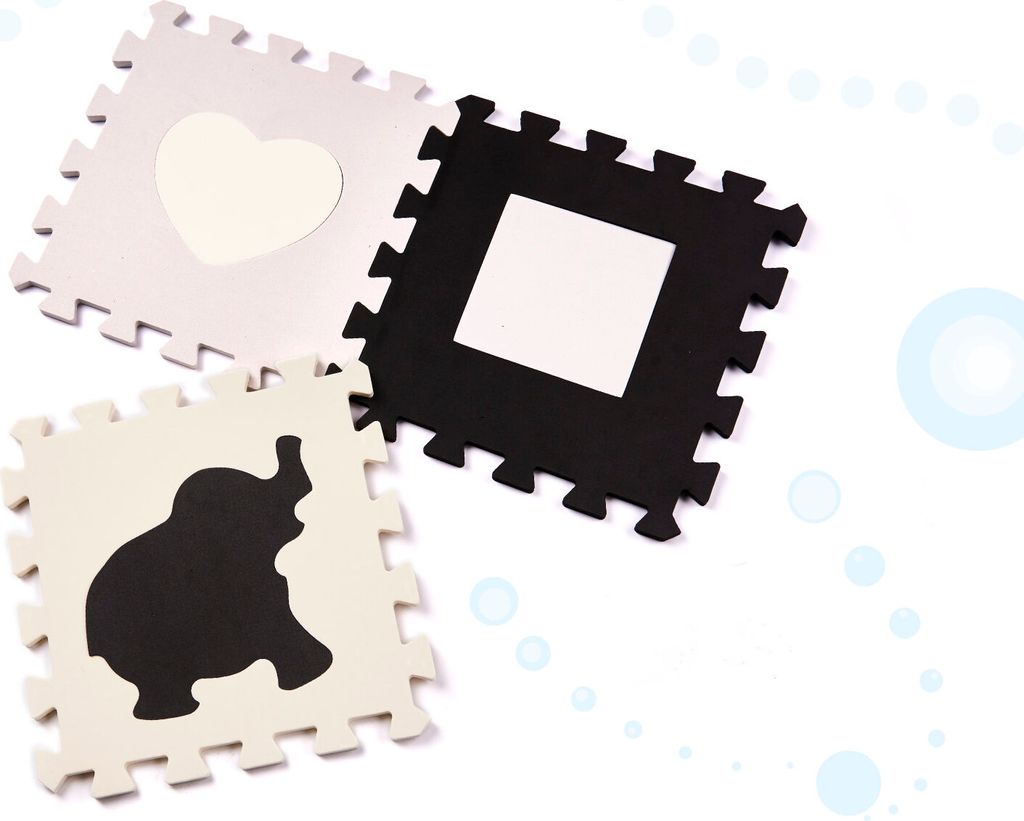 KIK Kontrastné penové puzzle 30 x 30 cm, 36 ks čierno, Obrázok produktu 5