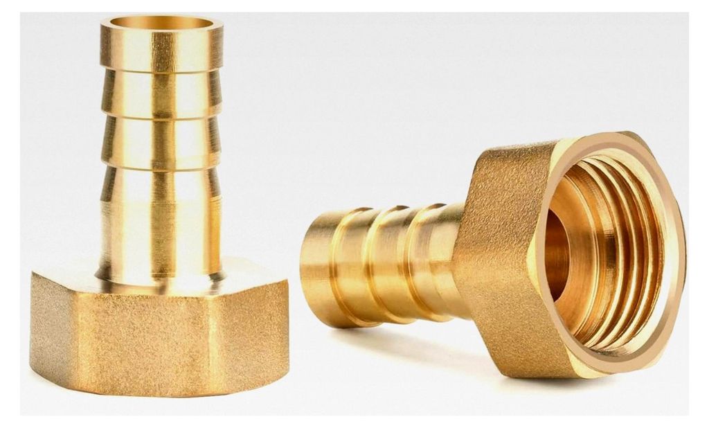Messing Schlauchtülle 12mm, Widerhaken x 1/2 Zoll Innengewinde, Anschlussstück mit Sechskant, Schlauchnippel für Rohrverbindungen (2 Stück)