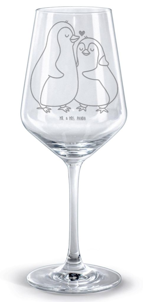 Mr. & Mrs. Panda Weinglas Pinguine Einschlafen - Transparent - Geschenk, Liebesbeweis, Valentinstag, Hochzeitstag, glas für rotwein, graviert, wei...