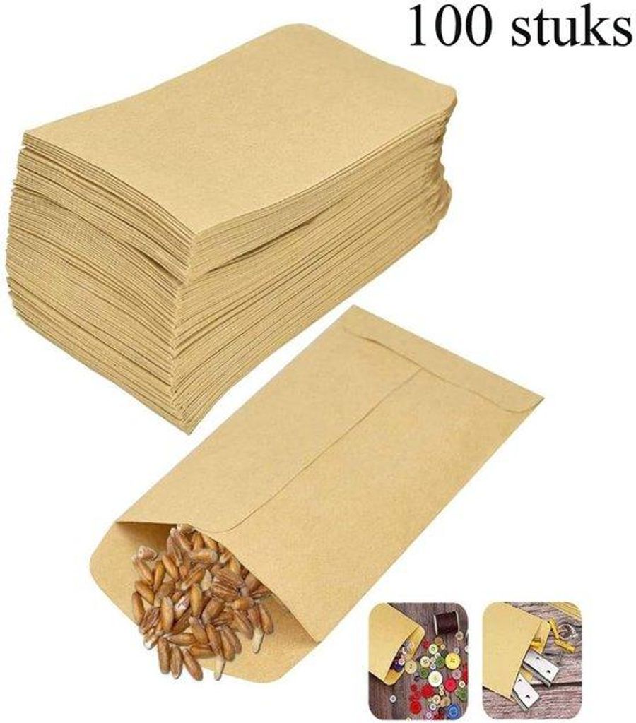Kraftpapier-Taschen - Brauner - 10x6 cm - 100er-Set, perfekt für Glücksmomente und Weihnachtsschnäuzer, Mini-Beutel aus braunem Kraftpapier für...