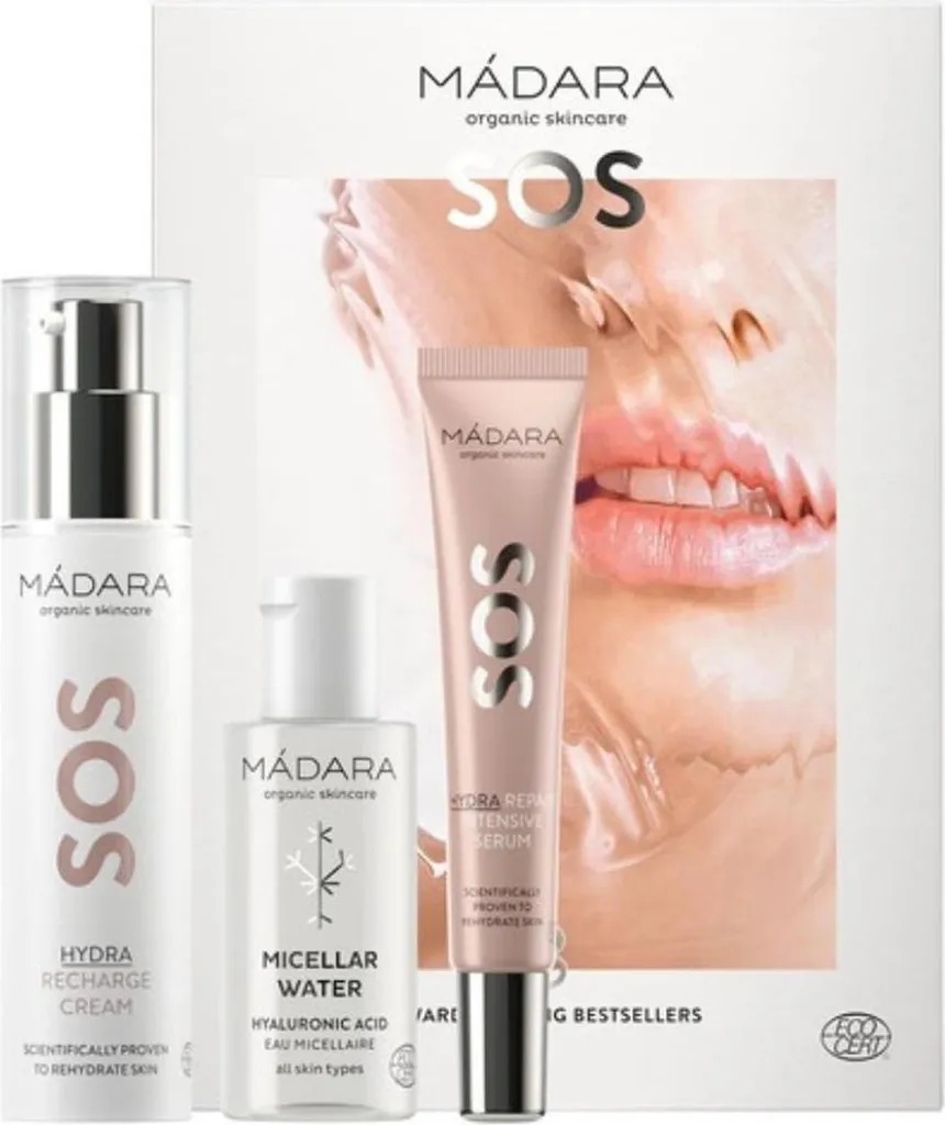 Crème SOS Hydra Madara 50ml et Pack Soins avec Eau Micellaire et Sérum Bio