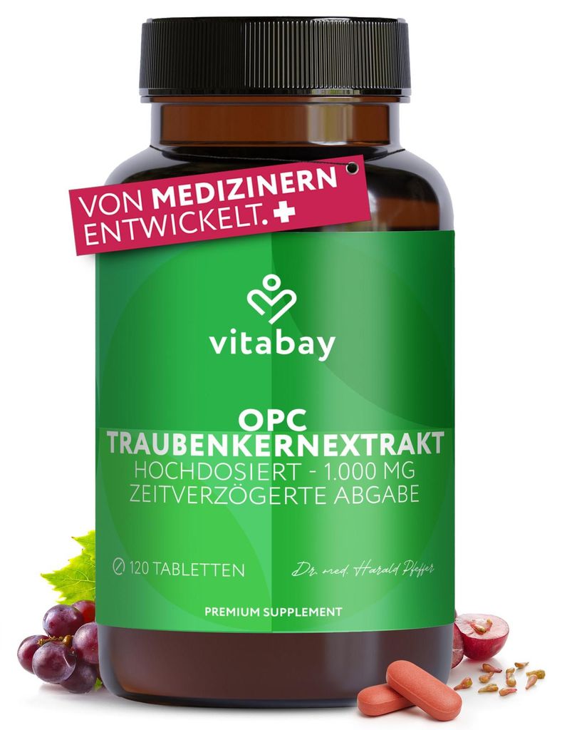 OPC Traubenkernextrakt 1000 mg – 120 vegane Tabletten – Produktbild 