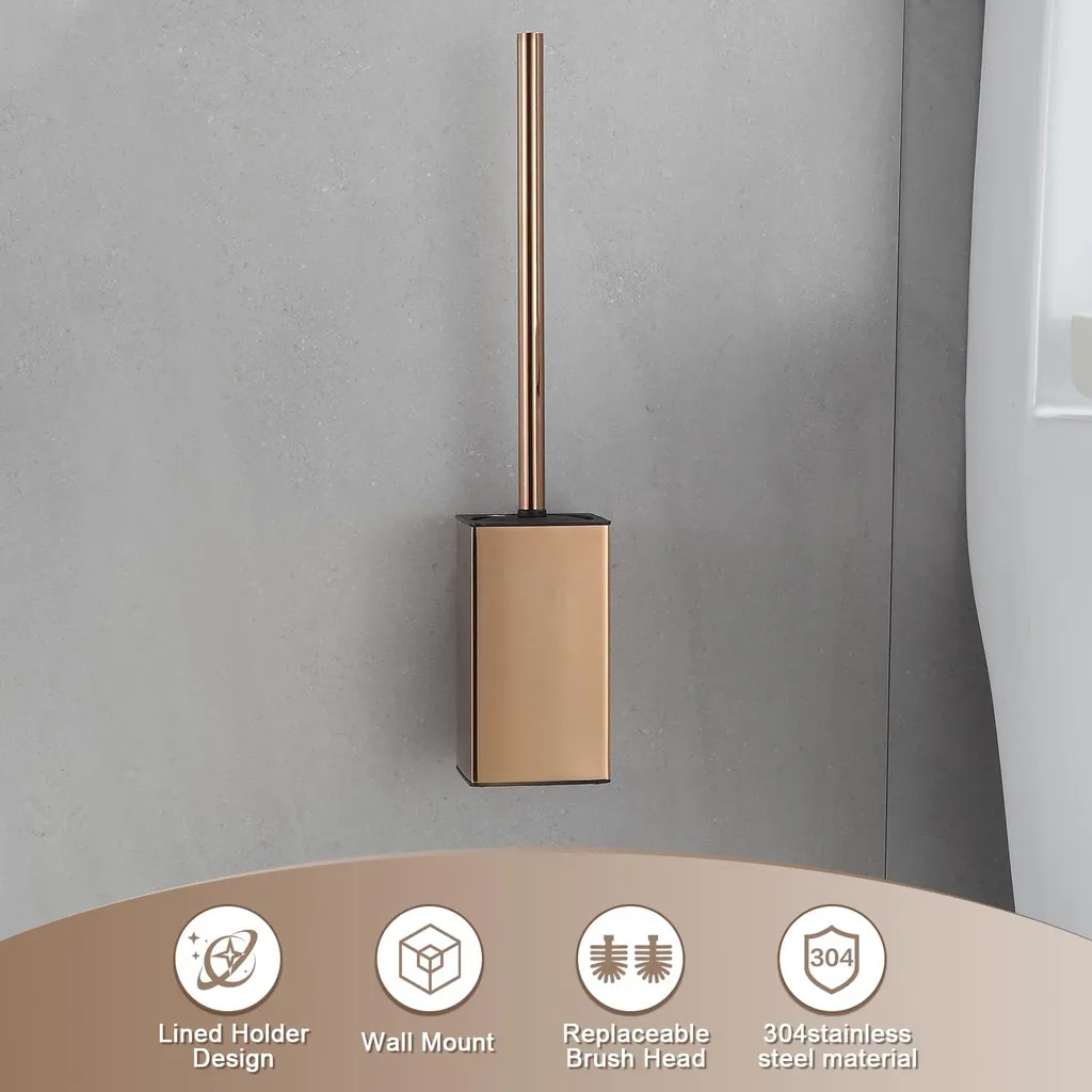 Support brosse WC or rose pour salle de bains hôtel et maison chic