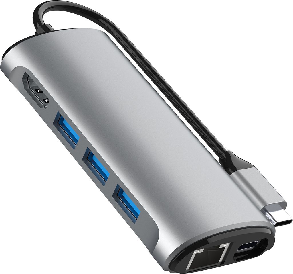 INF 8-in-1 Typ-C Hub Multiport-Adapter mit HDMI, RJ45, SD/TF-Kartenleser