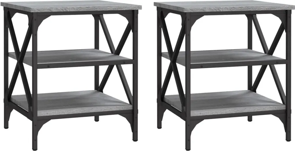 Tavolini 2 pz. Grigio Sonoma 40x42x50 cm Materiale a base di legno
