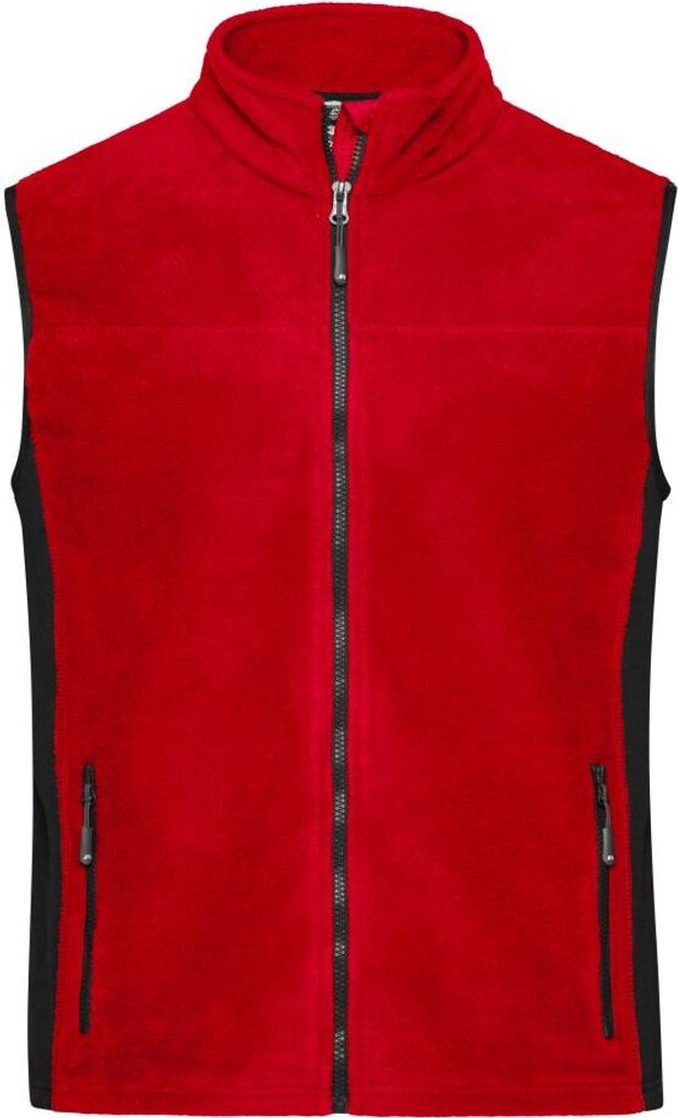 Strapazierfähige Fleece Weste im Materialmix red/black, Gr. M
