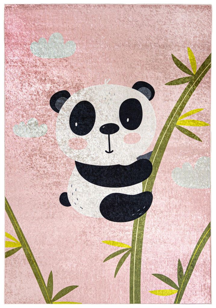 Mazovia Kinderteppich Bär Rosa 80x150 cm Kurzflor Pflegeleicht Spielteppich für Kinderzimmer