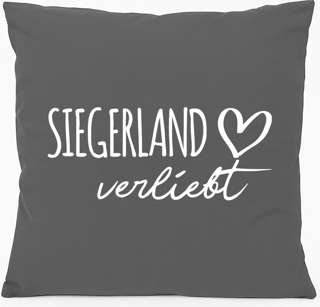 Huuraa Kissen Siegerland verliebt 40x40cm mit Füllung Steel Grey Baumwolle Dekokissen Geschenkidee