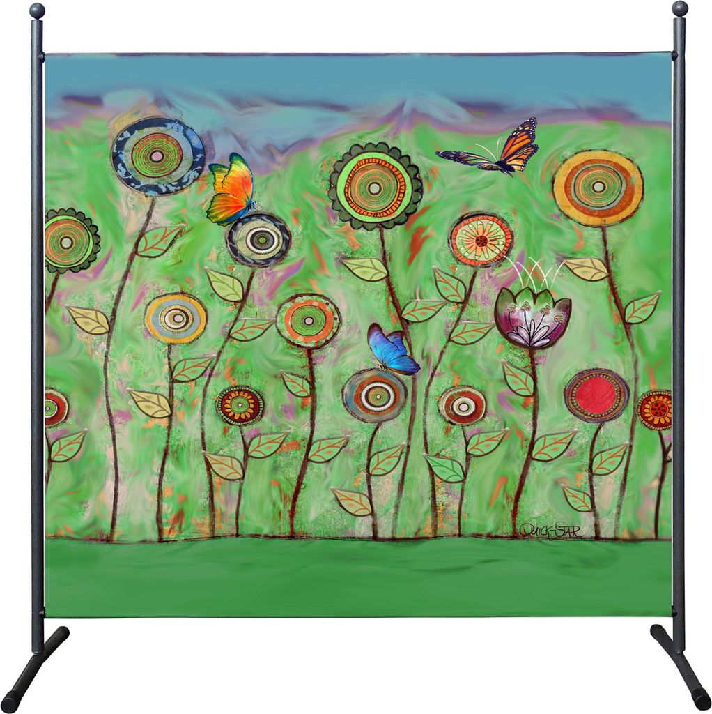 Paravent Outdoor Wetterfest 180 x 178 cm Green Flowers | Produktbild 
