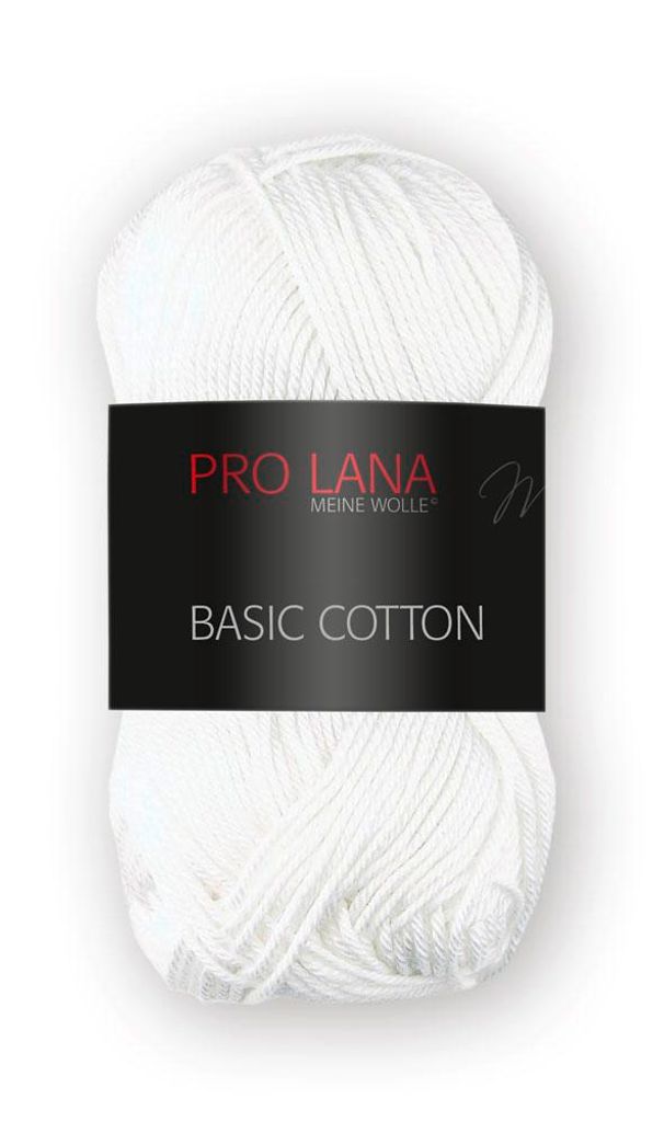 Pro Lana BASIC Baumwolle Baumwollgarn 50 g ideal für Kleidung, Spielzeug, Accessoires 125 m Farbe 001 - weiss
