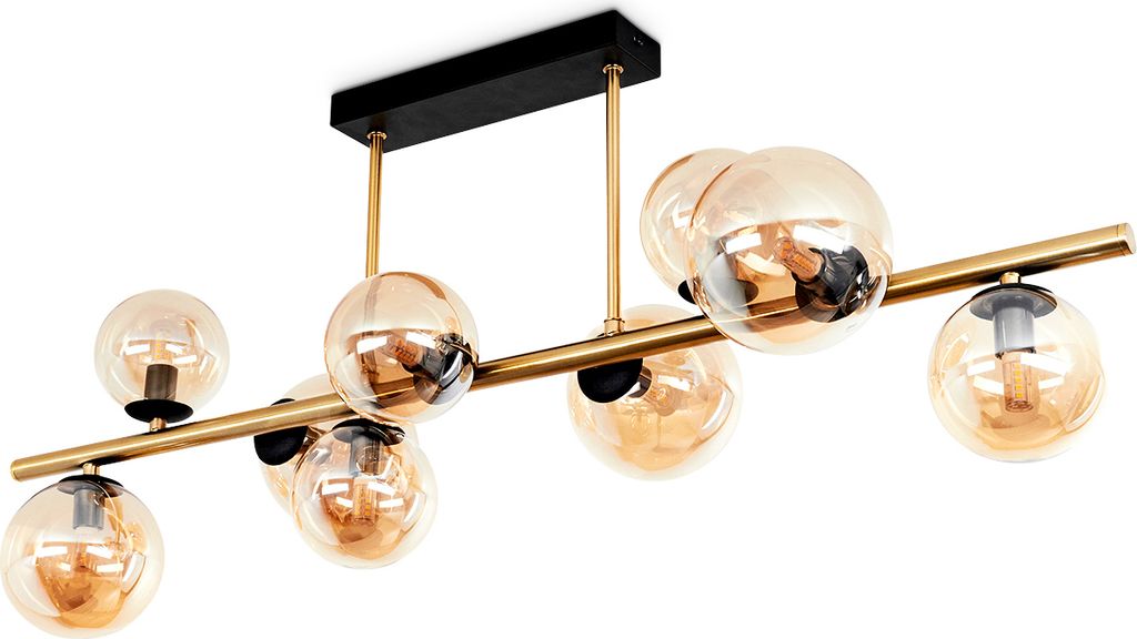 Isorella »Isorella« Deckenlampe aus Metall/Glas in Schwarz/Messing/Bernstein