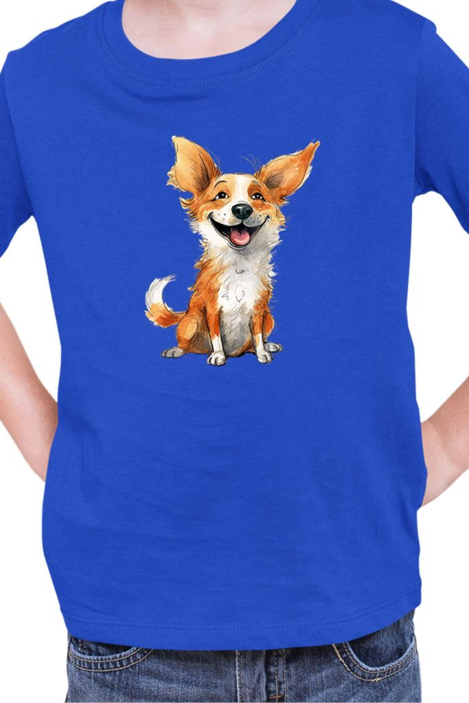 Kinder T-Shirt Funny Dogs Breeds Corgi Dog Breed, 12-13 Jahr - 152 / Blau